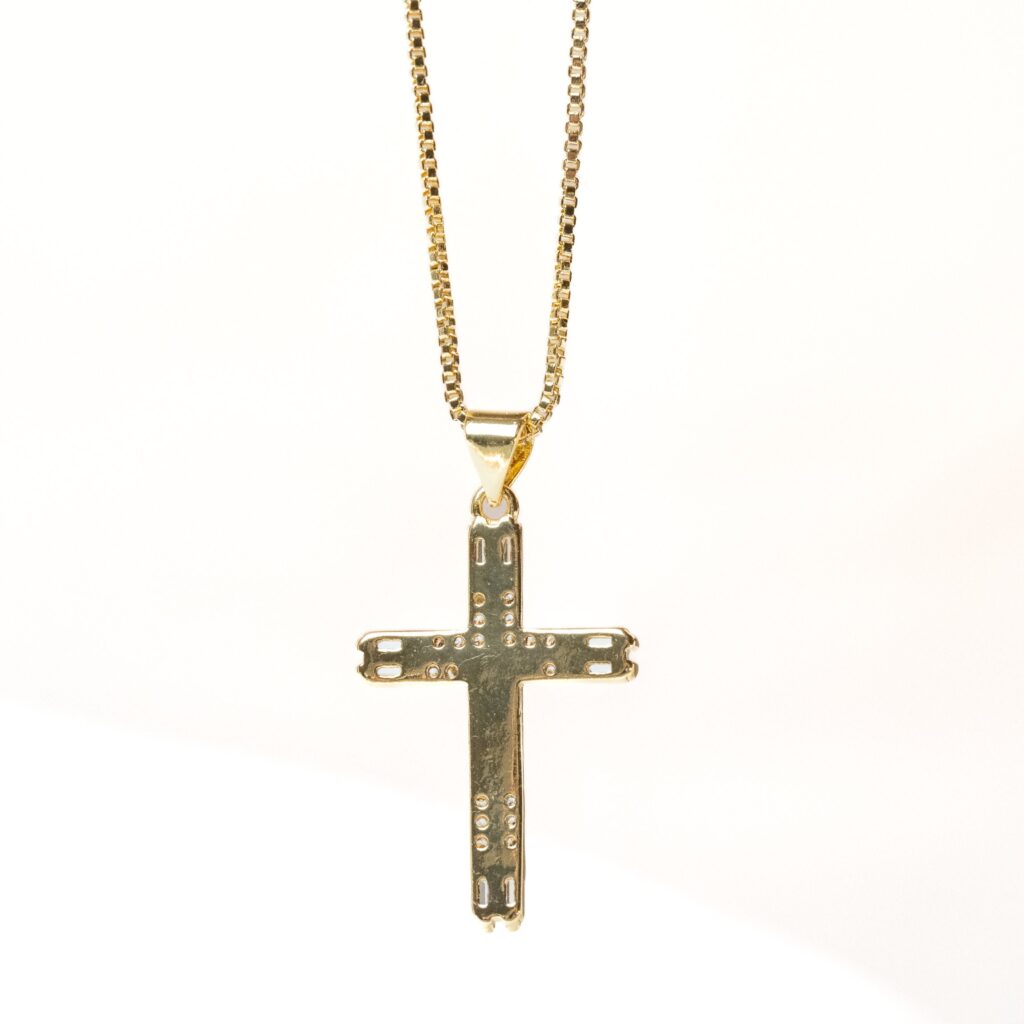 Collier crucifix Corpus Christi doré