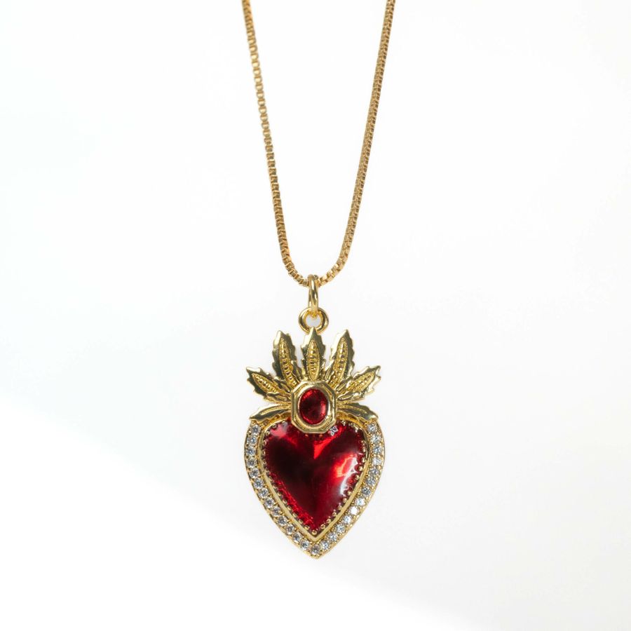 Collier ex-voto cœur sacré L’Amoureux plaqué or